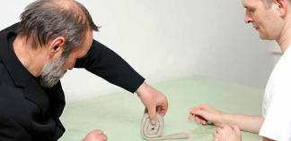 Un ergothérapeute fait travailler un patient avec de la pâte à modeler